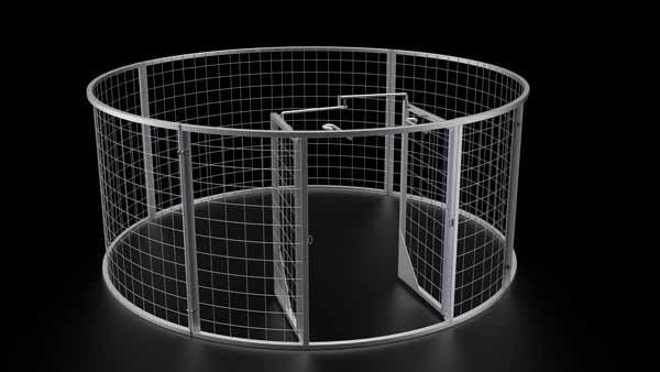 Texas Swine Saloon Hog Trap with saloon doors open and ready for trapping