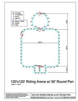 120' x 120' Riding/Cutting Arena w/ 50' Round Pen